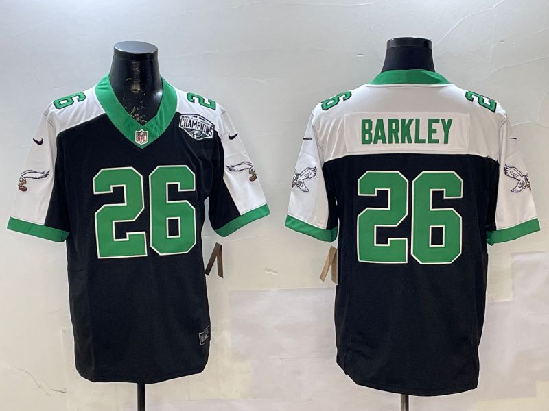 Men 2025 Philadelphia Eagles #26 Barkley Black three generations Nike Limited NFL Jersey style 6